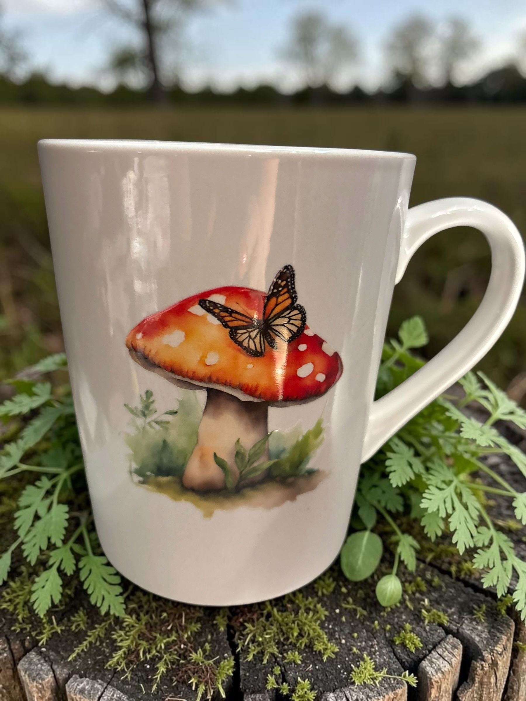 🍄🦋 Enchanted Mushroom & Monarch Butterfly Mug