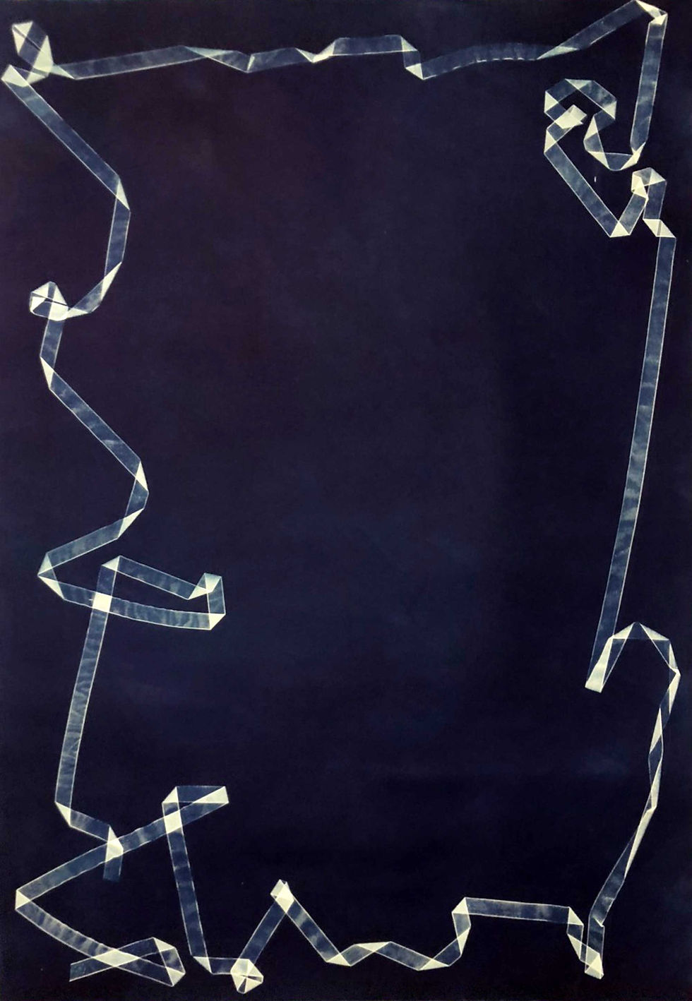 Andy Julo, Nastro Barocco, 2020, cyanotype, 41.5” x 29.5”.