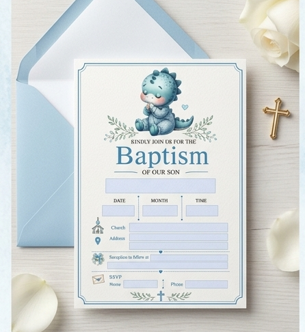 Baptism Invitation-Download-Edit-Boy Dinosaur.pn
