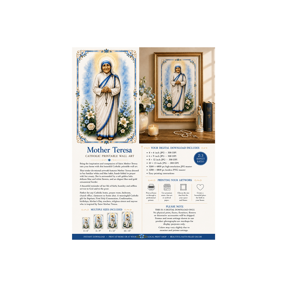 Thumbnail: MOTHER TERESA Printable - 4"x6" up to 20"x30" - Frame not included!