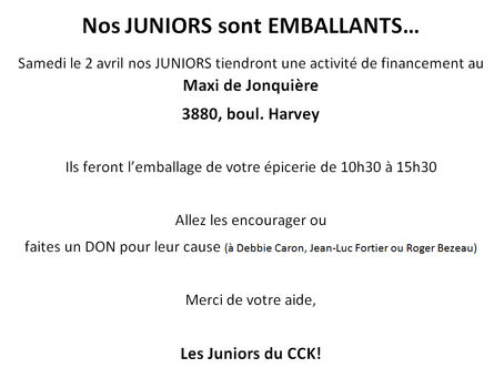 Nos juniors sont emballants...