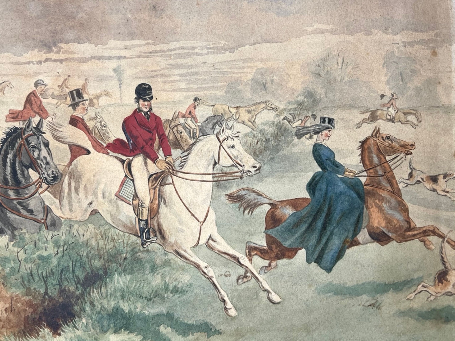 Lucy Glitters Showing the Way, an unpublished watercolour by John Leech 1863-64