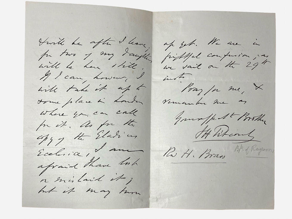 Thumbnail: Autograph letter signed by John Harford Titcomb, Bishop of Rangoon, Burmah 1877