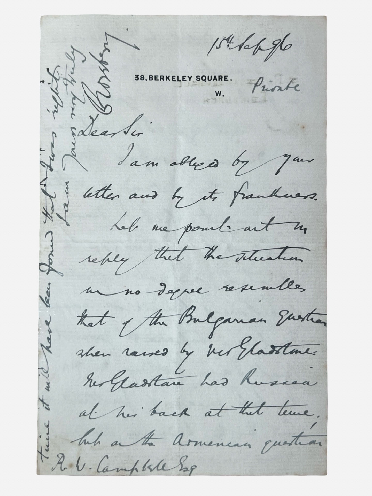 Autograph letter signed by Prime Minister the 5th Earl of Rosebery dated 1896