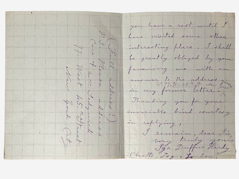 Thumbnail: Autograph letter signed by travel writer Iza Duffus Hardy dated 1880