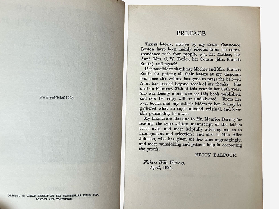 Thumbnail: Letters of Constance Lytton by her Sister Berry Balfour first edition 1925