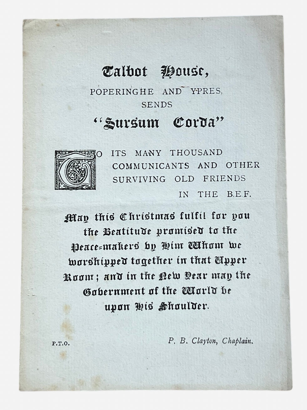 Thumbnail: Tales from Talbot House signed by P.D. Tubby Clayton with Ephemera 1st 1919