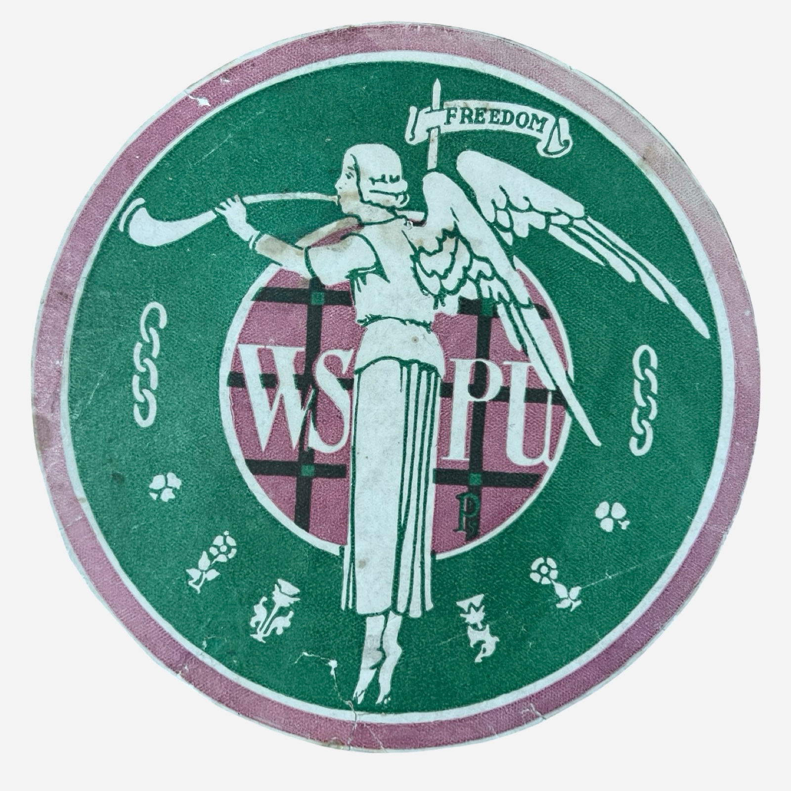 WSPU suffragette Angel of Freedom emblem by Sylvia Pankhurst c1909