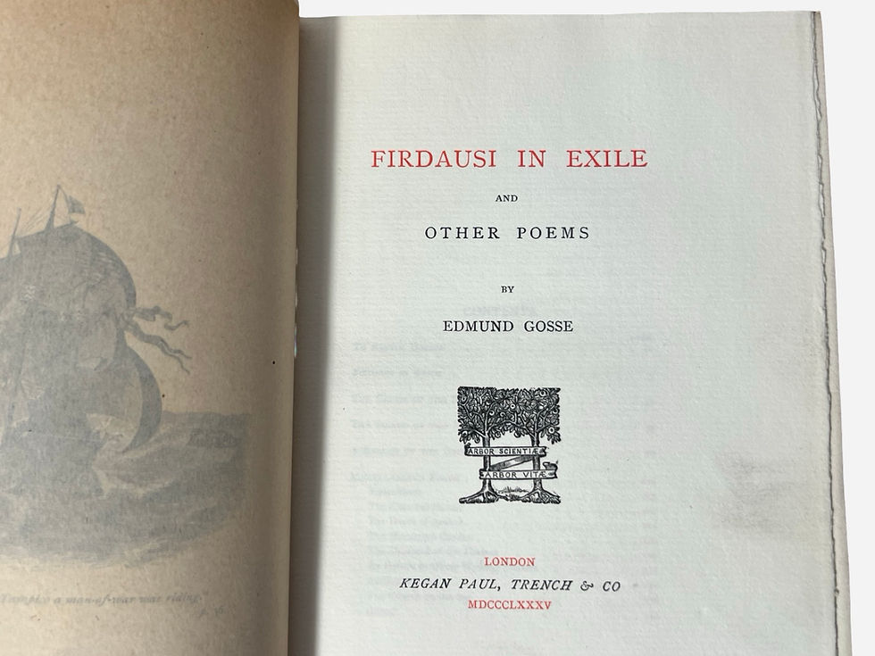 Thumbnail: Firdausi in Exile Large Paper Edmund Gosse Zaenhsdorf Exhibition Binding 1885