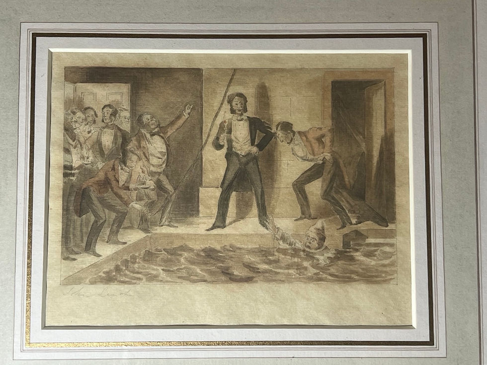 Thumbnail: Original watercolour 'Mr Jorrocks takes a Bath' John Leech / Robert Surtees 1854