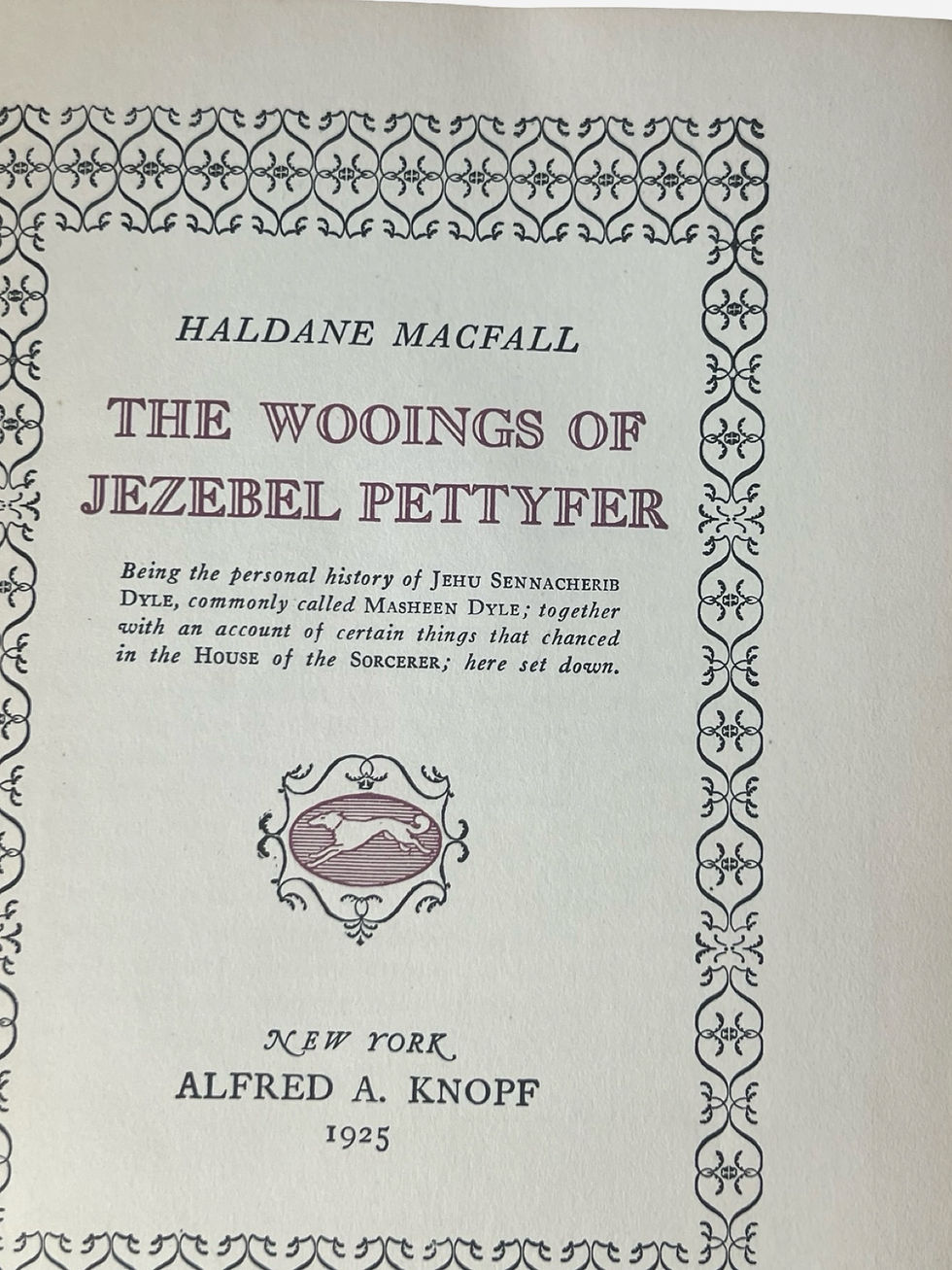 Thumbnail: The Wooings of Jezebel Pettyfer inscribed copy to his wife, Haldane Macfall 1925