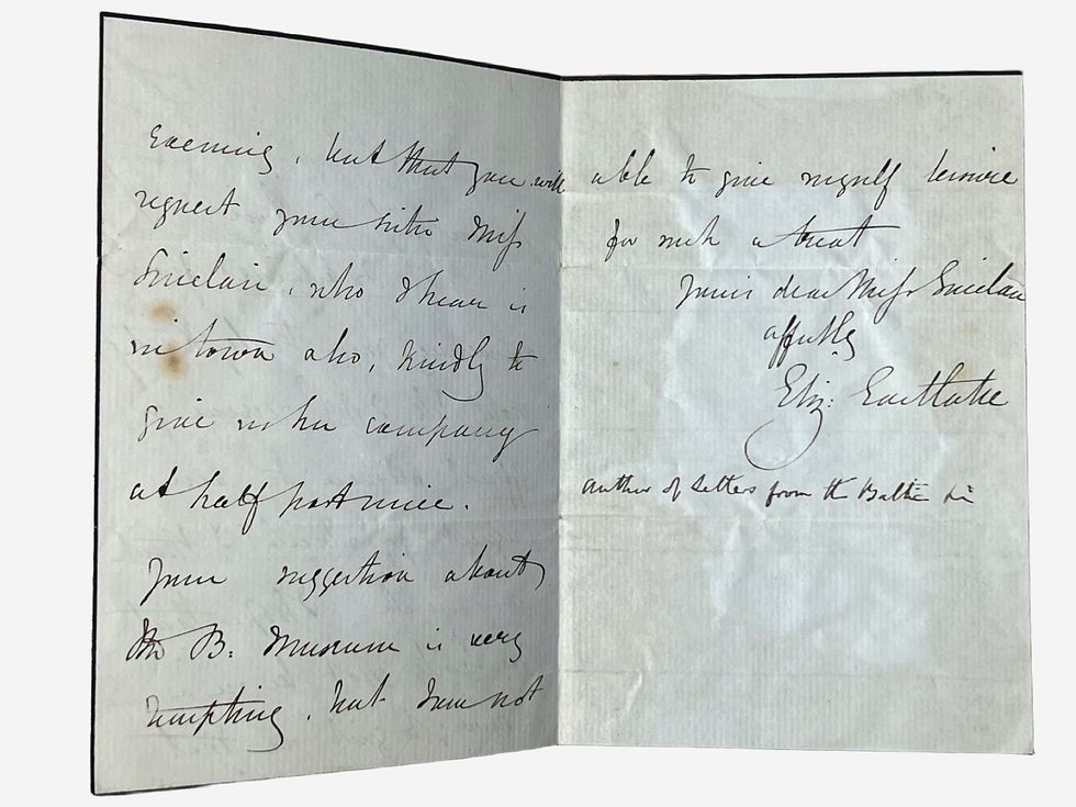 Thumbnail: Autograph letter signed by Lady Elizabeth Eastlake to Catherine Sinclair c1850s