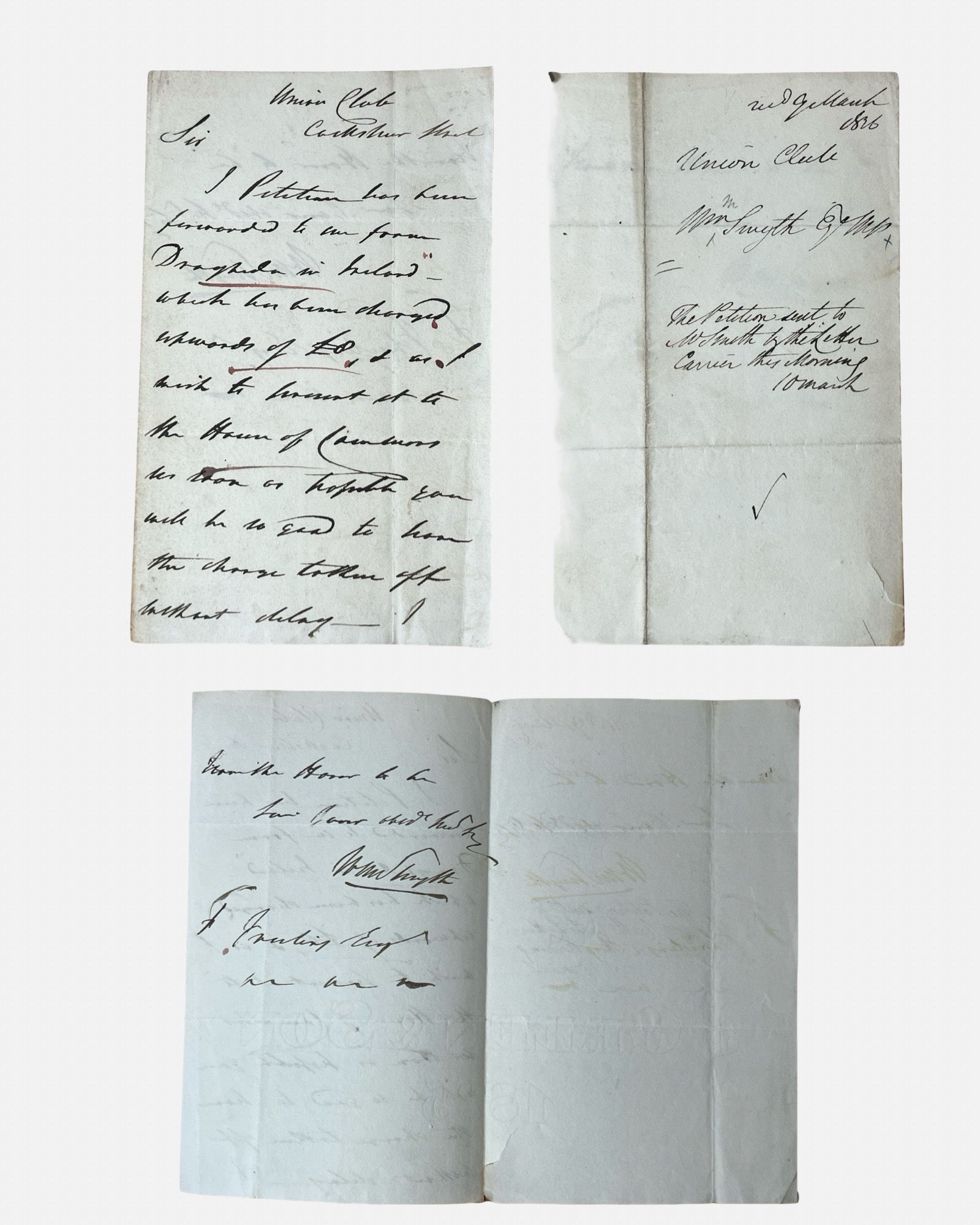 Autograph letter signed by M.P for Drogheda Ireland, William Meade Smythe 1826