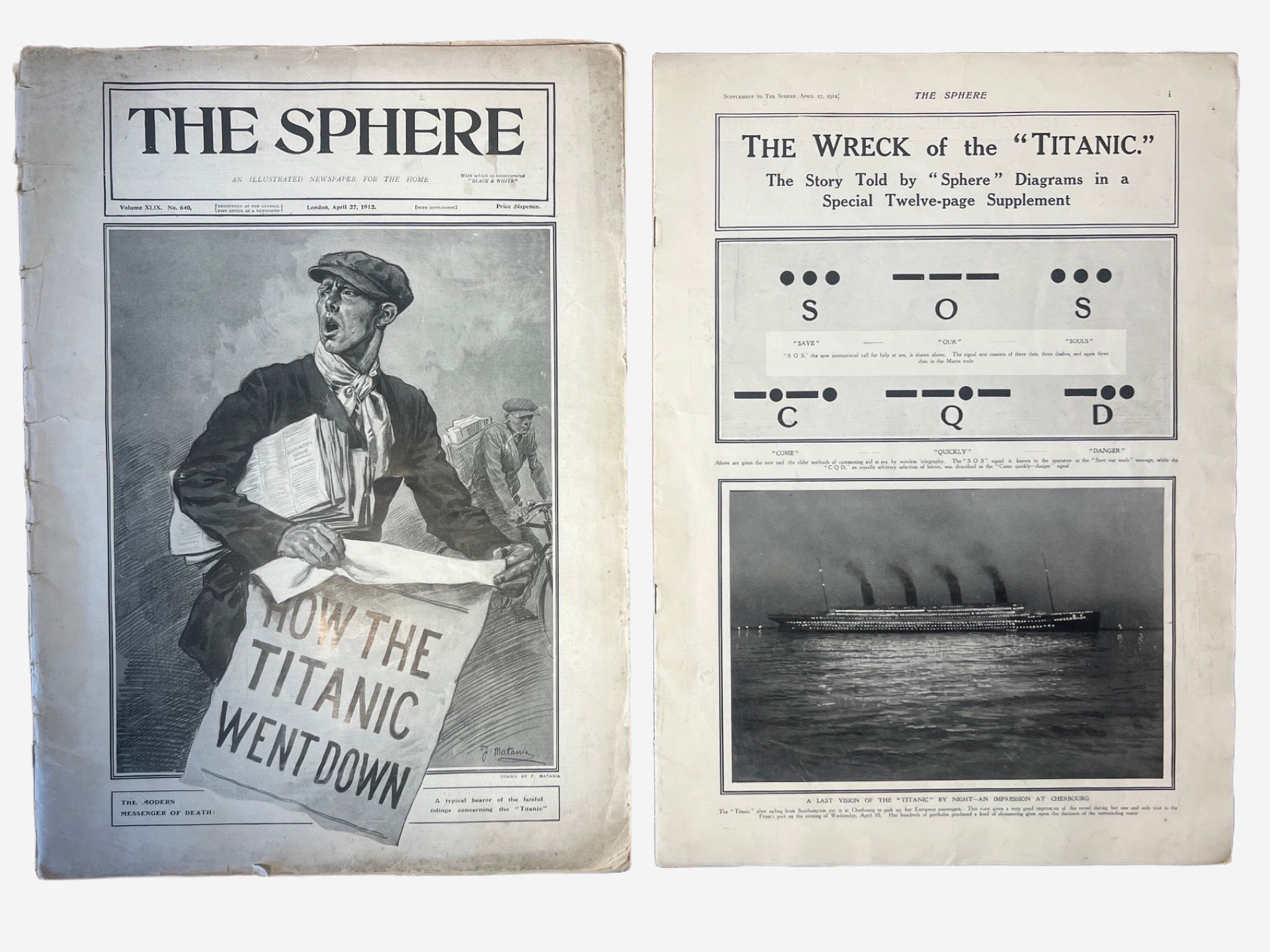 The sinking of the Titanic covered in The Sphere 27th April 1912
