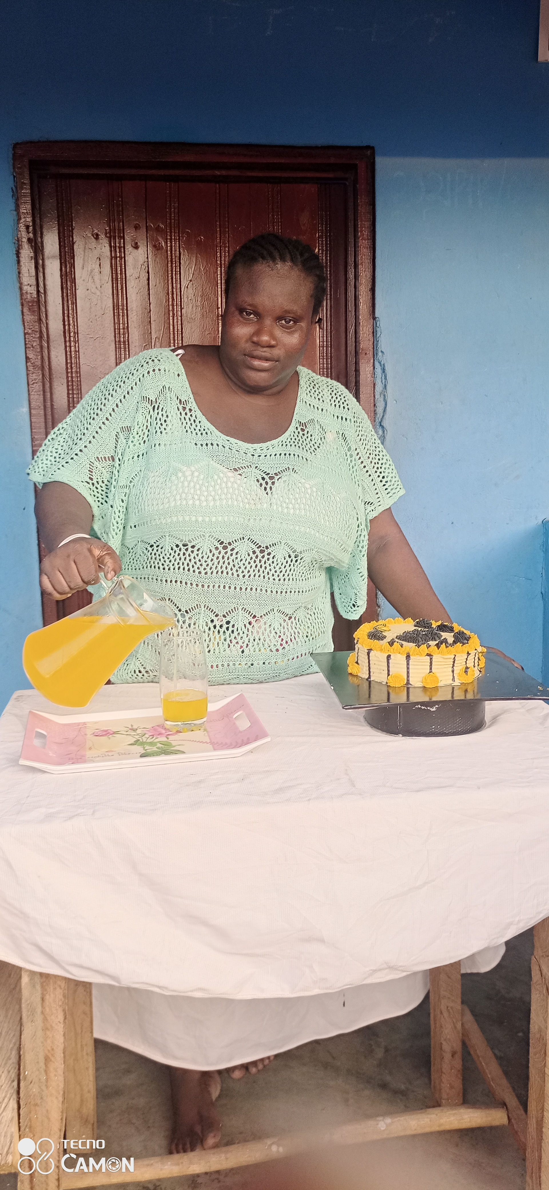 Awumey is making a cake. 