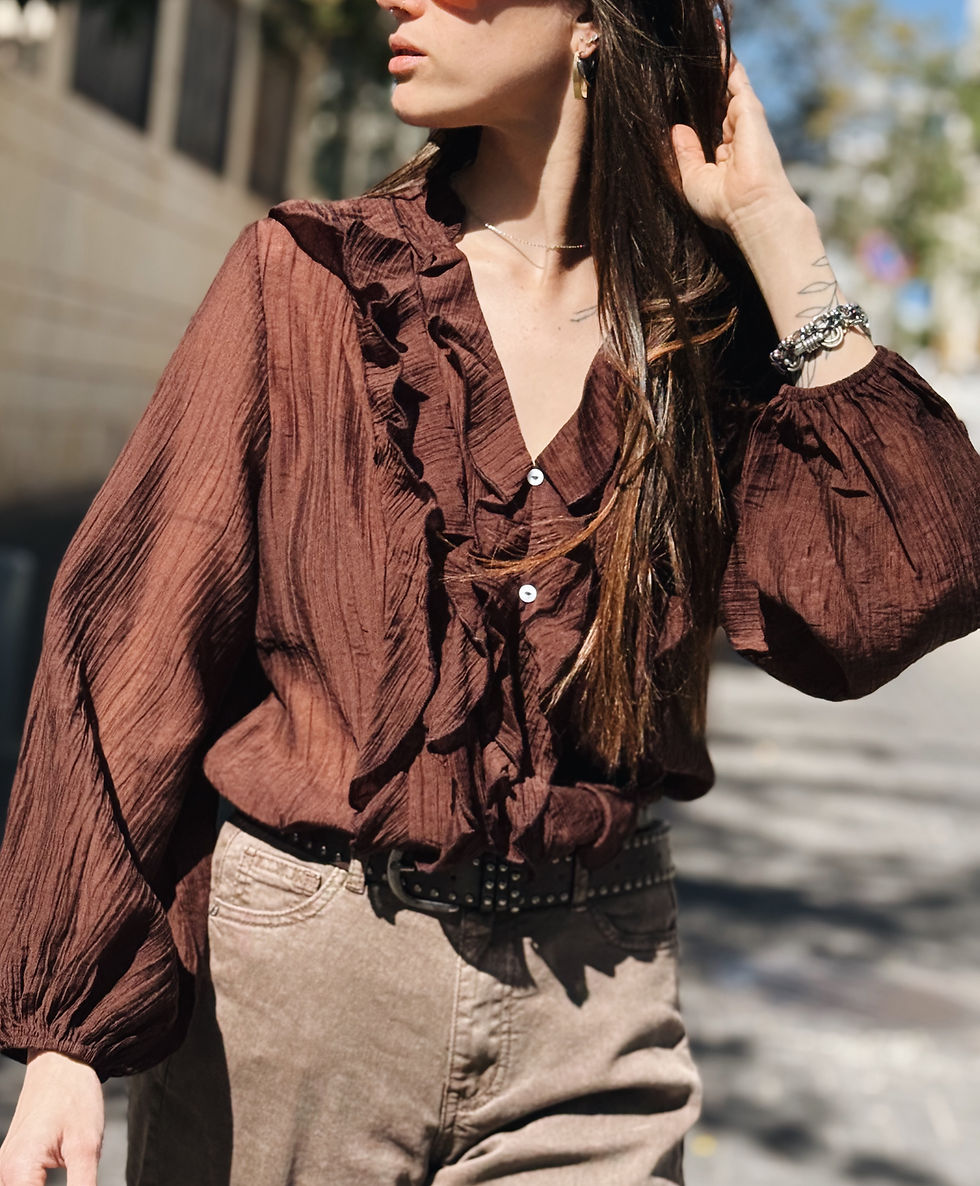 תמונה ממוזערת: מכופתרת איליין טופ מלמלה שוקולד 