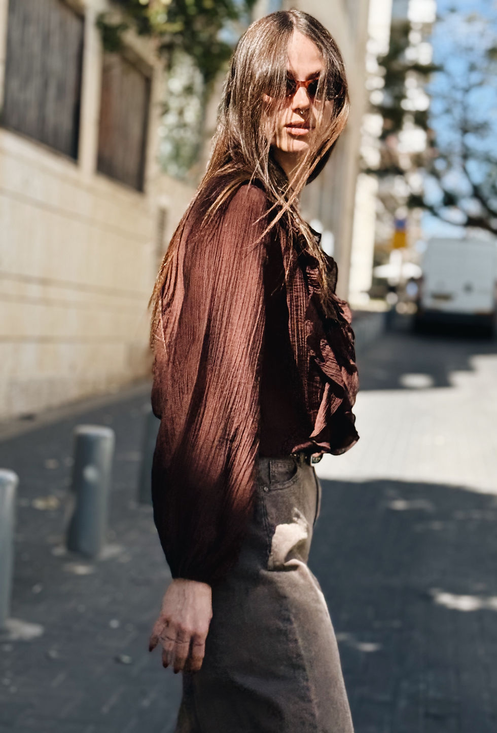 תמונה ממוזערת: מכופתרת איליין טופ מלמלה שוקולד 