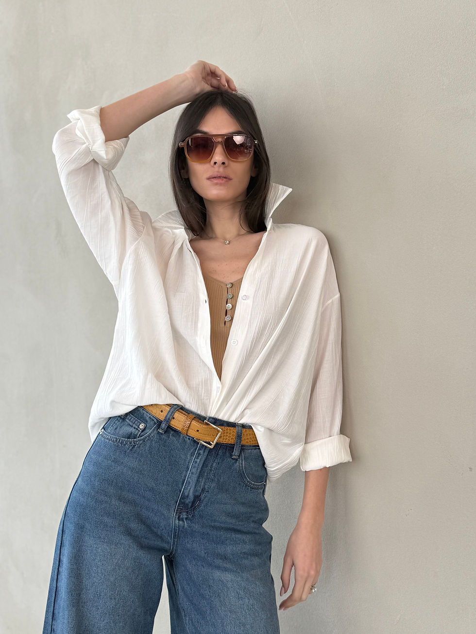 תמונה ממוזערת: מכופתרת אביב קלאסית |לבן 