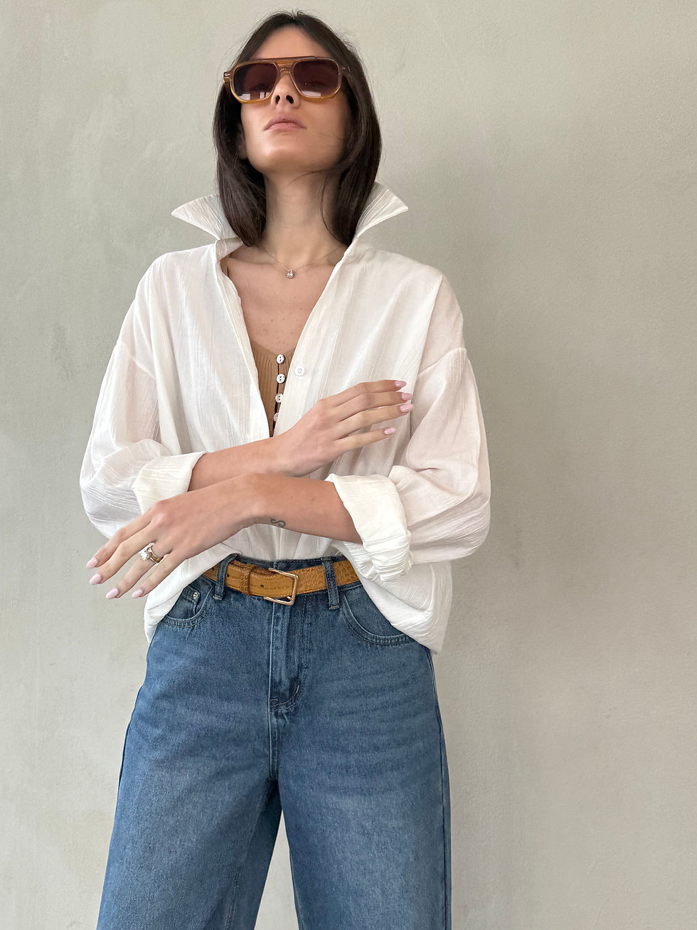 תמונה ממוזערת: מכופתרת אביב קלאסית |לבן 