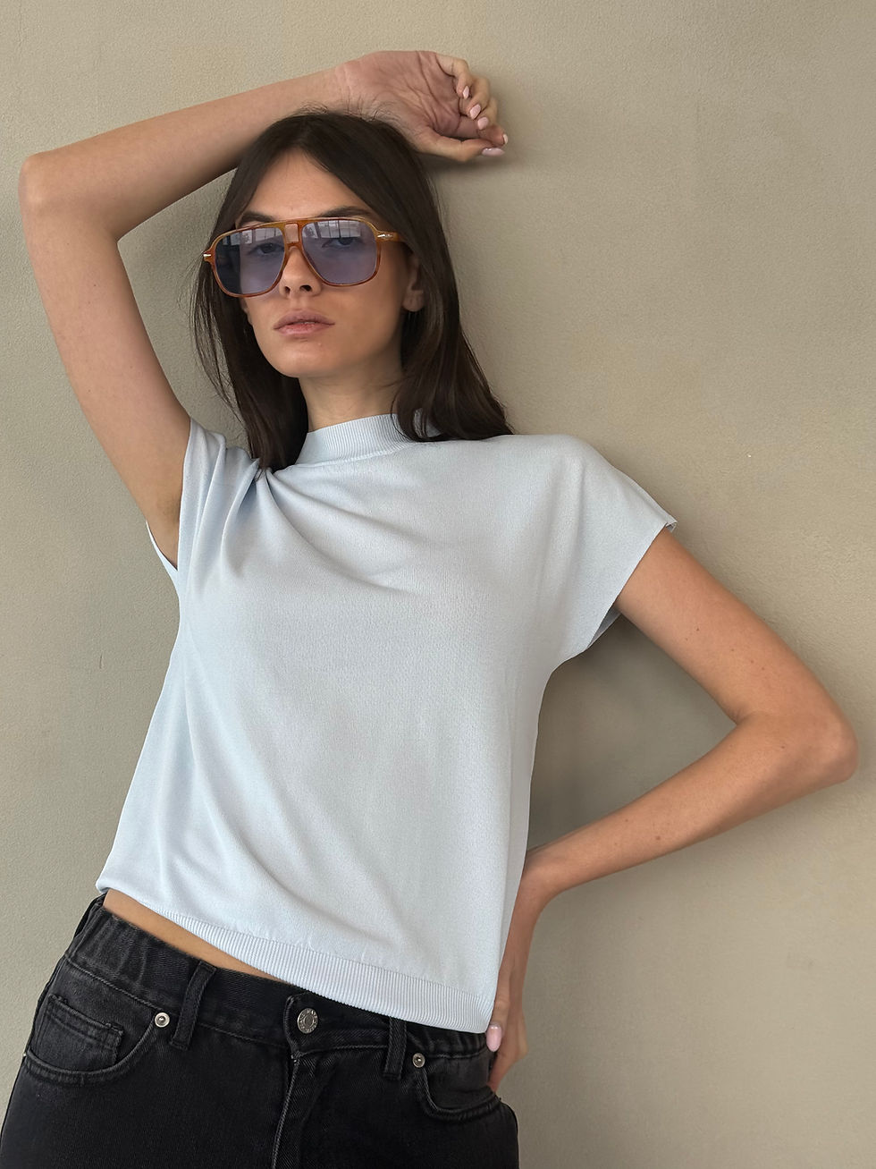 תמונה ממוזערת: טופ מיני גולף שרוול|  תכלת 