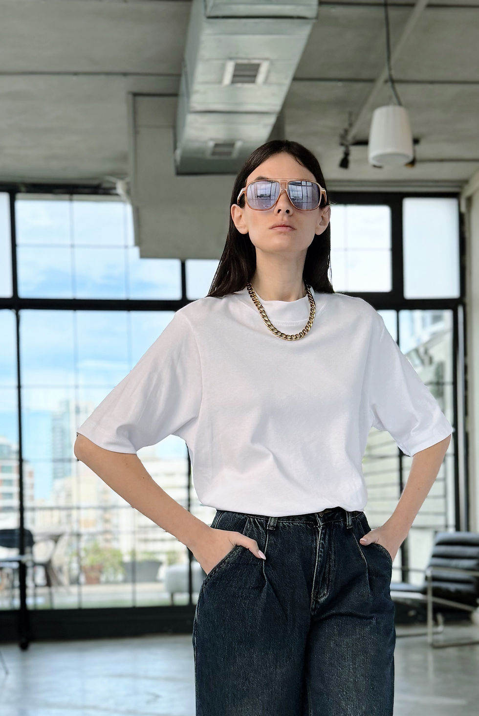 תמונה ממוזערת: טי טופ ניקי שרוול 3/4 לבן