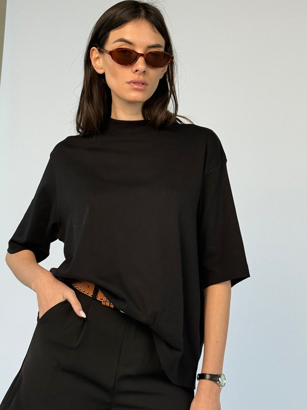 תמונה ממוזערת: טי טופ גולף שרוול 3/4 שחור