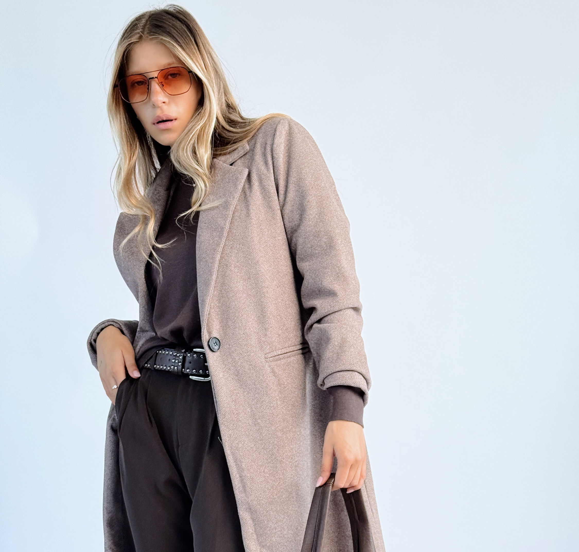 מעיל לונג ברלין | גוון חום 