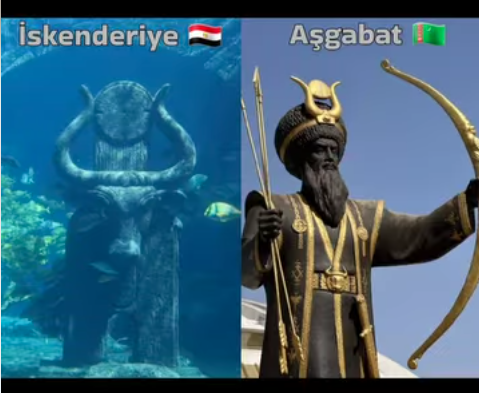 Mısır/İskenderiye - Türkmenistan/Aşkabat; Ortak Kültür ve Simgeler - Boğa, Kün-Güneş/Ay; Güç, Egemenlik, Evrensellik...