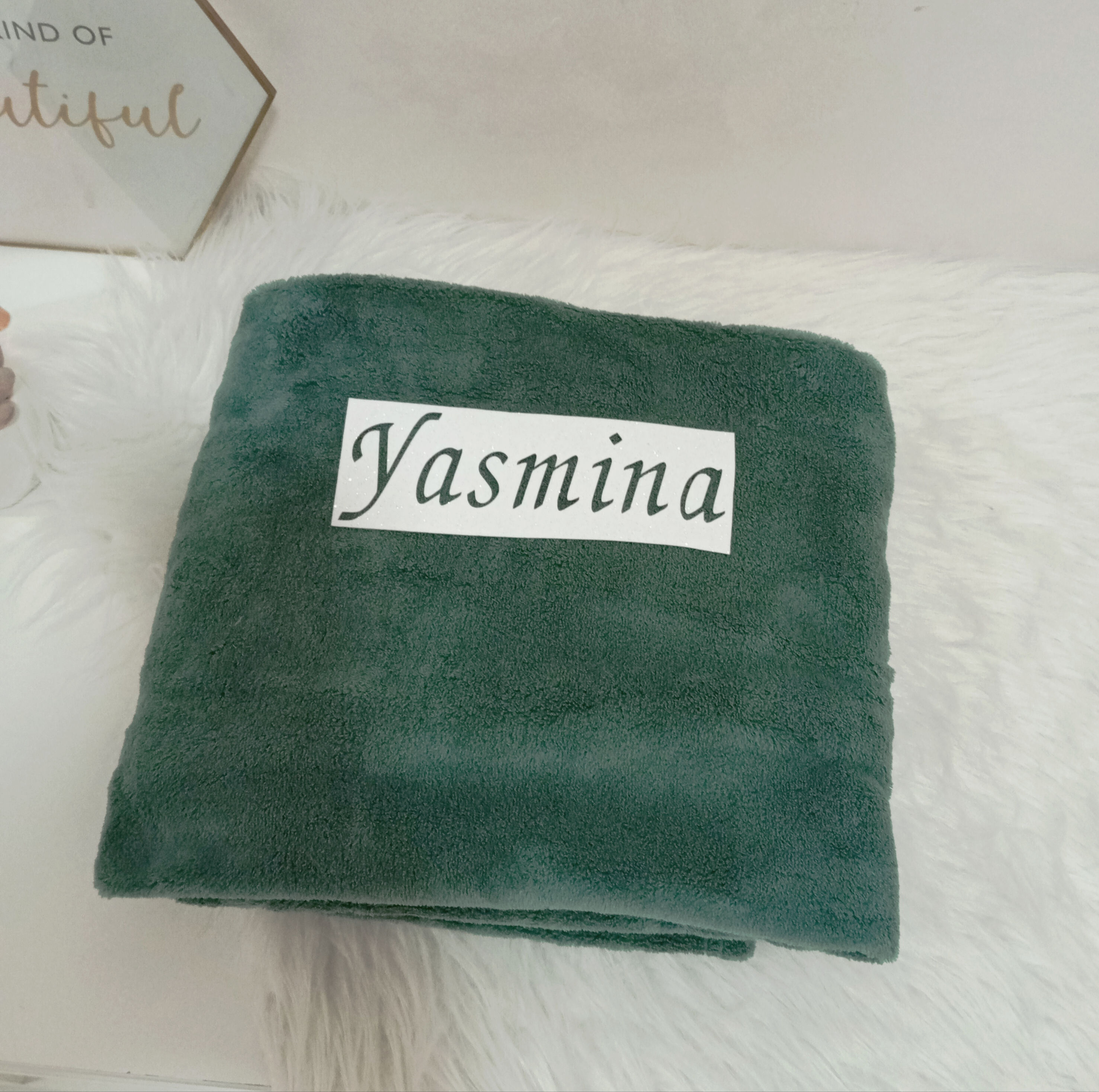 Plaid vert froid, personnalisé