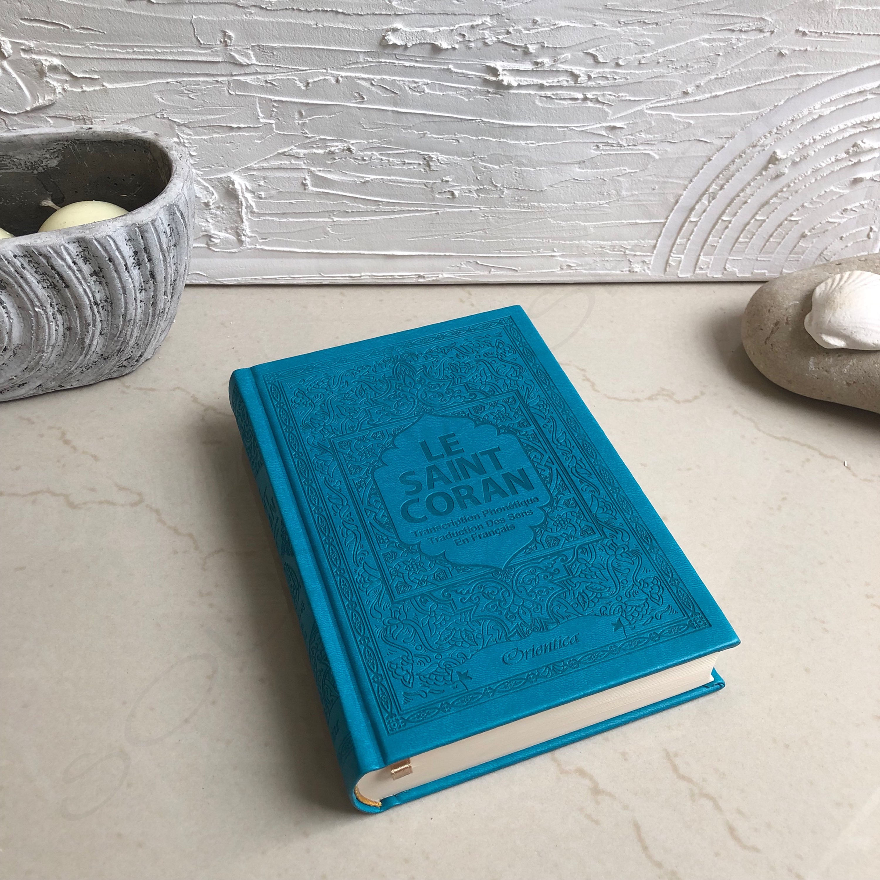 Coran bi-lingue et phonétique, bleu-turquoise, FC