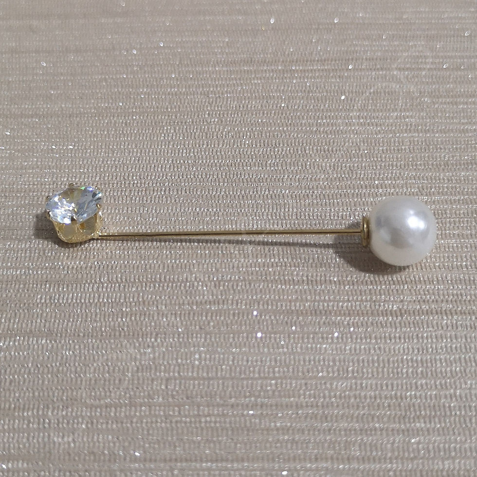 Miniature : Épingle-bijou dorée et blanche 
