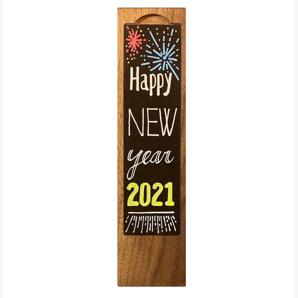 Tap Handle with the words, "Happy New Yeaer 2021"