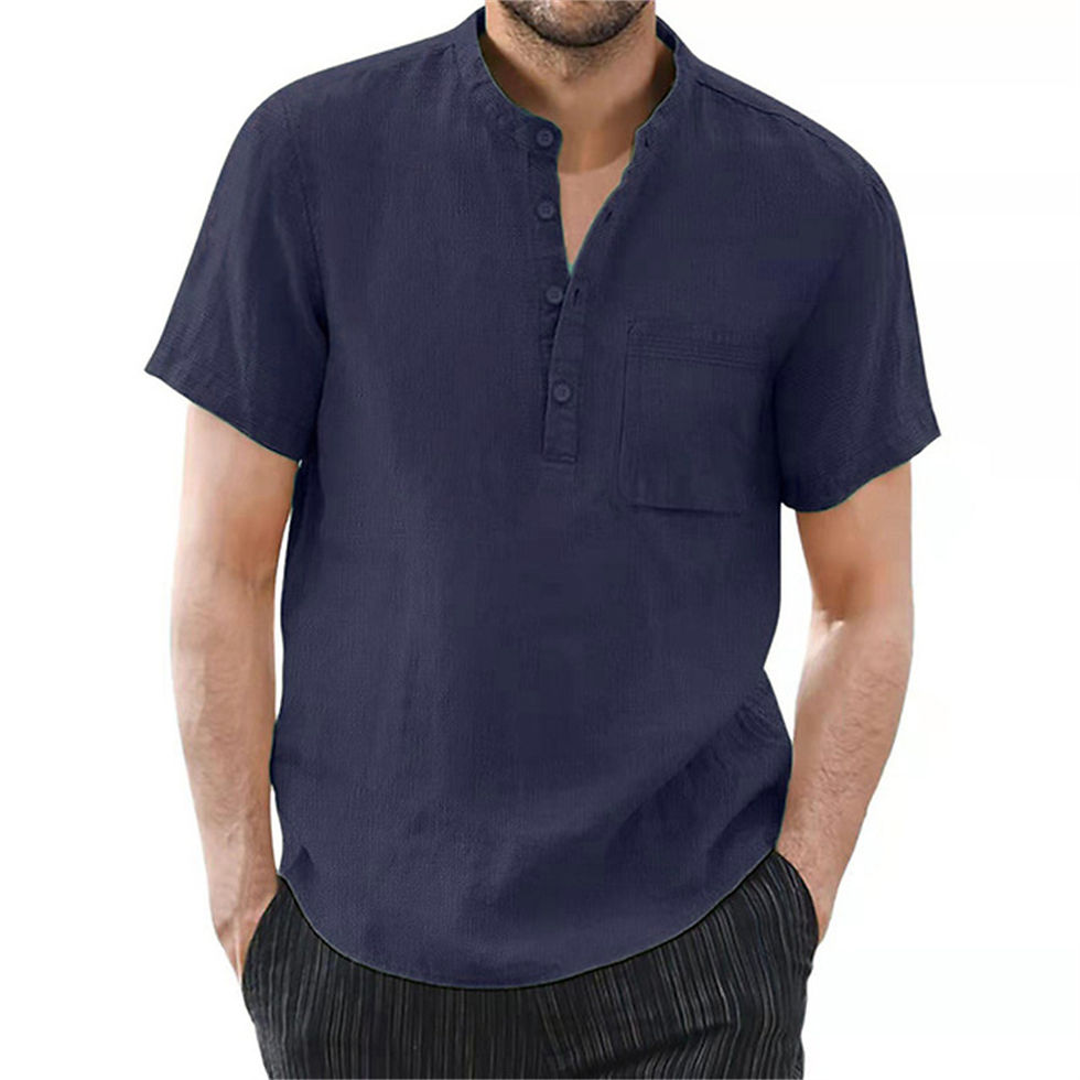 Thumbnail: Men's Short Sleeve T-Shirt Cotton and Linen Casual Men T-Shirts Solid Color