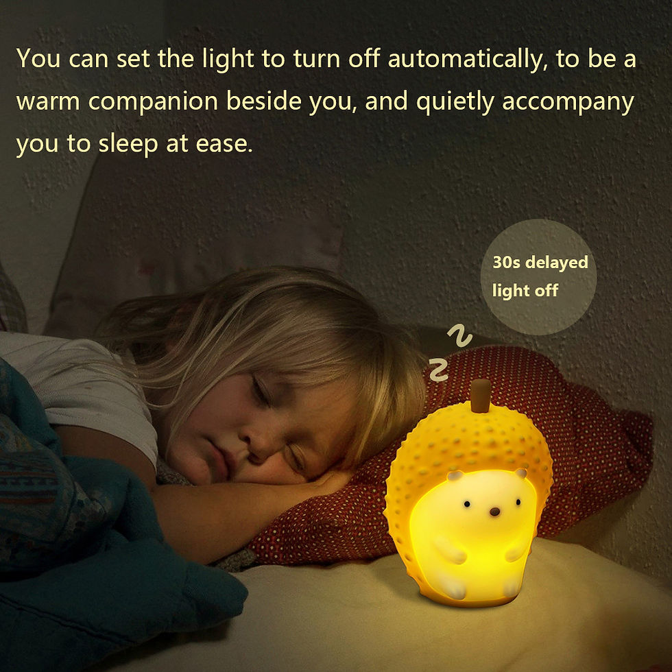 Girl sleeping with Night Lights Cute Durian Hedgehog Silicone Nightlight 7 Colours Dimmable.