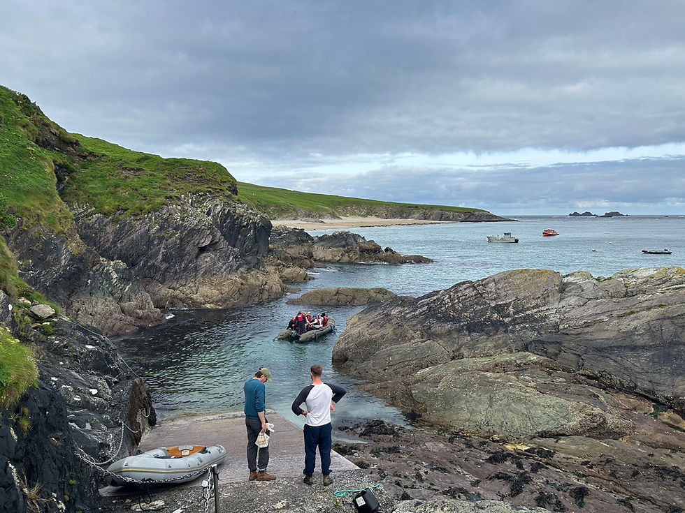 Primitive landing dock protected from the Atlantic waters.