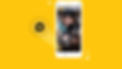 Woman smiling with a dog on a phone dating app screen. Bright yellow background, heart chat icon, joyful mood. Text: "Freya, 31".