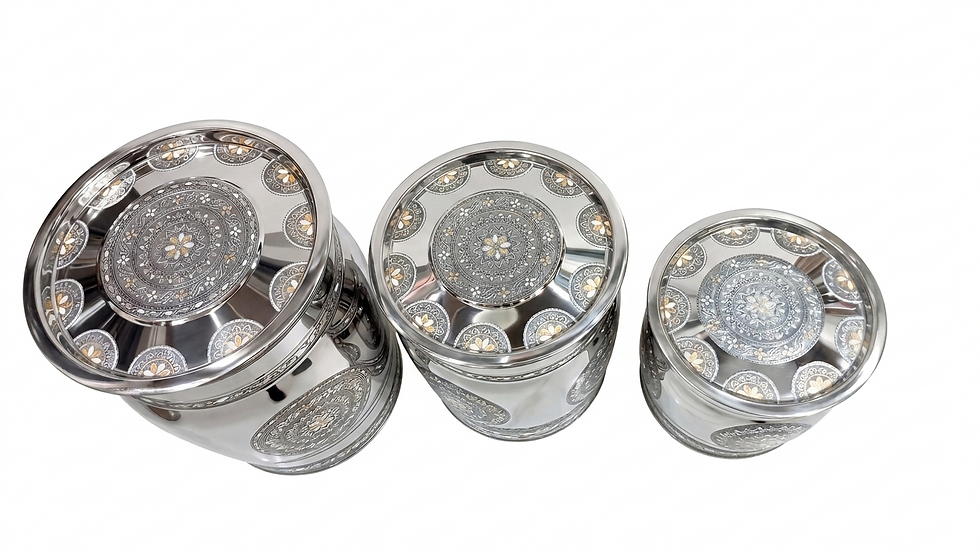 Thumbnail: Handmade Silver Finish Storage Canister Set – Decorative Kitchen Jar Set