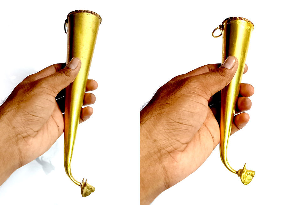 Thumbnail: Brass Gaumukhi Shringi for Abhishek Small & Big Combo (Pack of 2)
