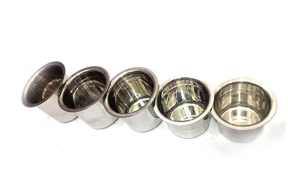 Thumbnail: Stainless Steel Ganj/Milk Boiler/Milk Pot/Long Tapeli set of 5 Pieces.