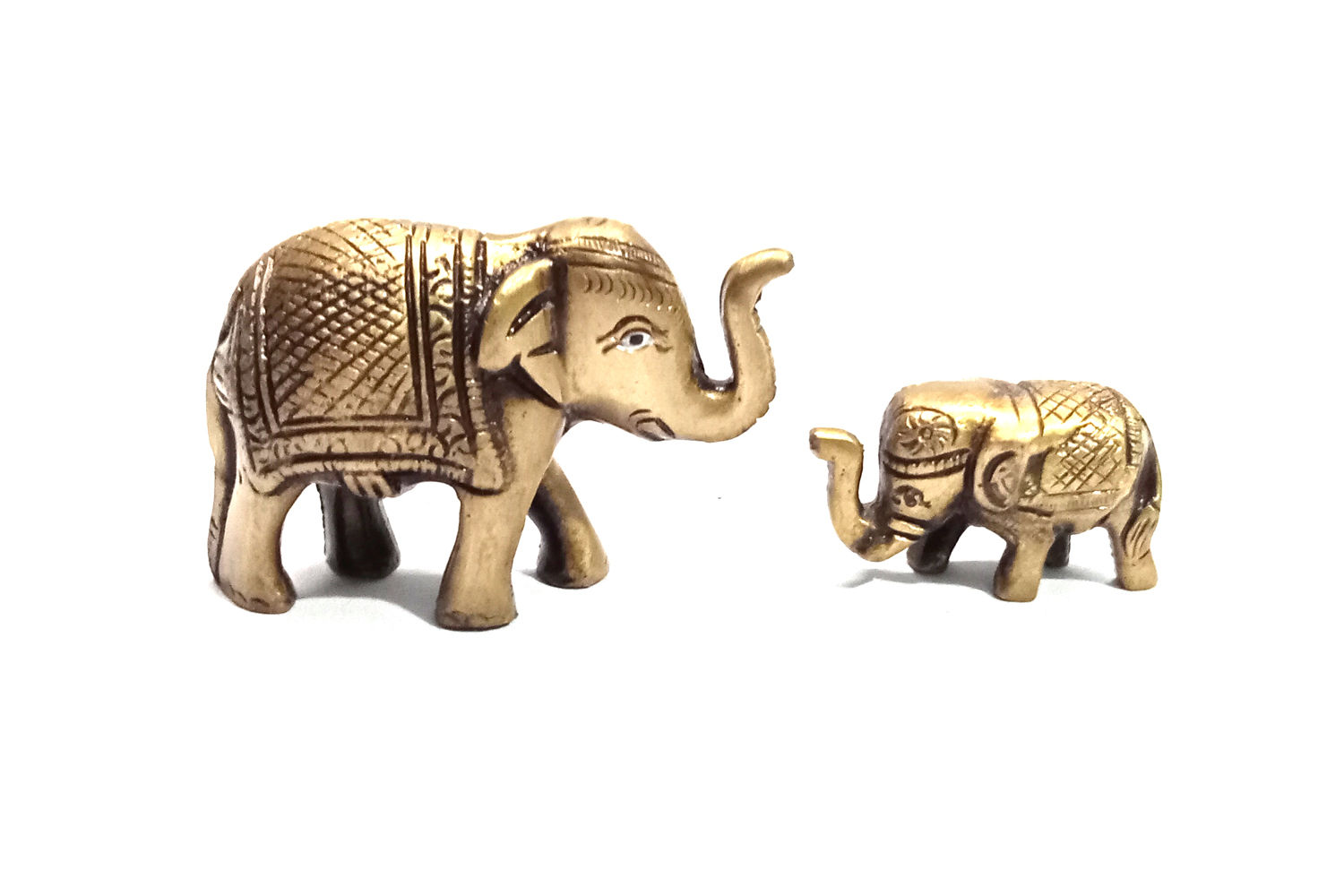Handcrafted Brass Elephant Figurines - Set of 2