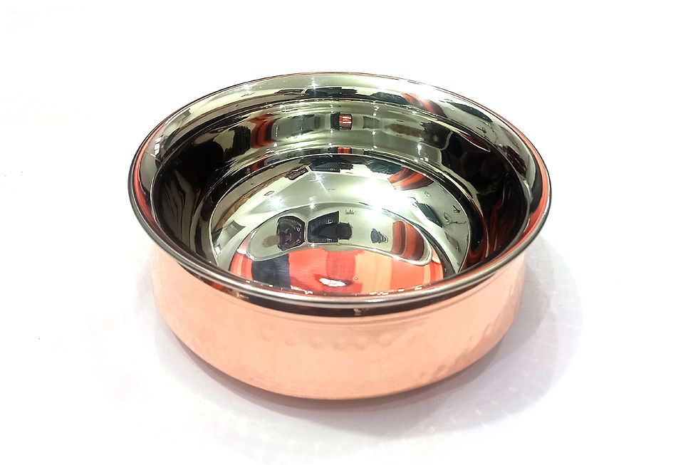 Thumbnail: Export Quality Steel Copper Sauce Pot Handi Bowl – 500 ML