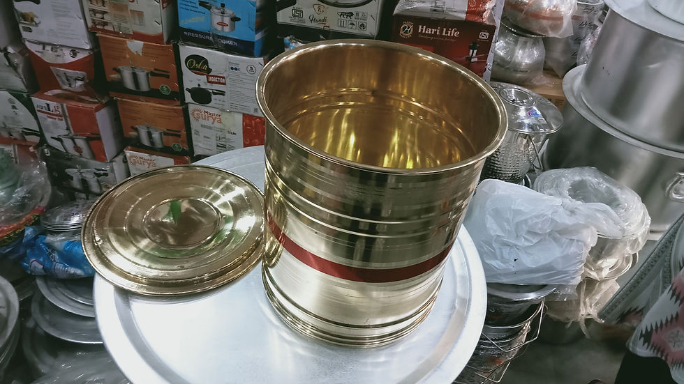 Thumbnail: Premium Brass Finish Storage Container with Lid – Heavy Quality