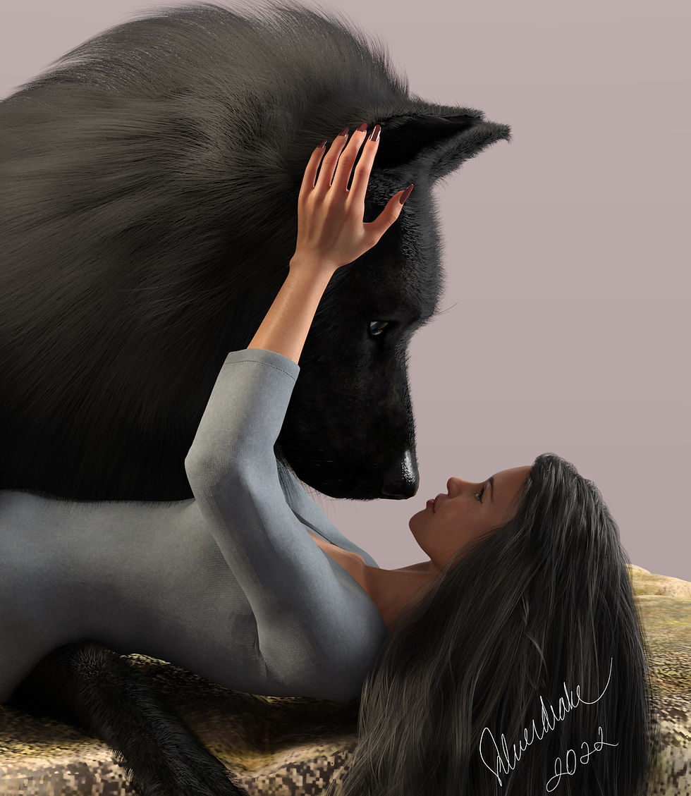 Tessa and Ray(Nathan's wolf)