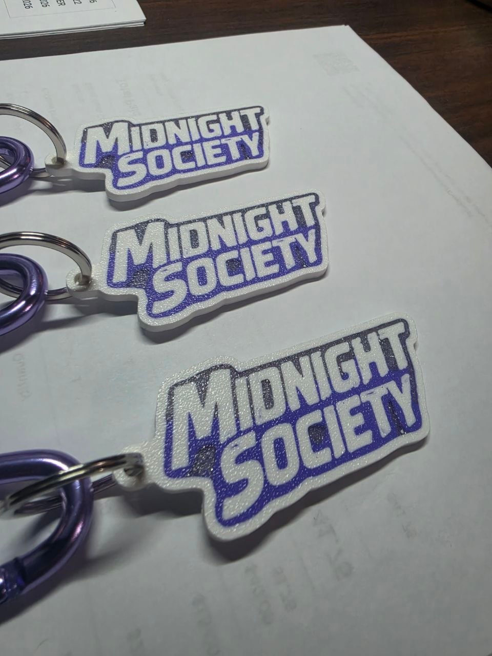 Thumbnail: Midnight Society 3D Printed Keychains Custom Car Club Keychains.