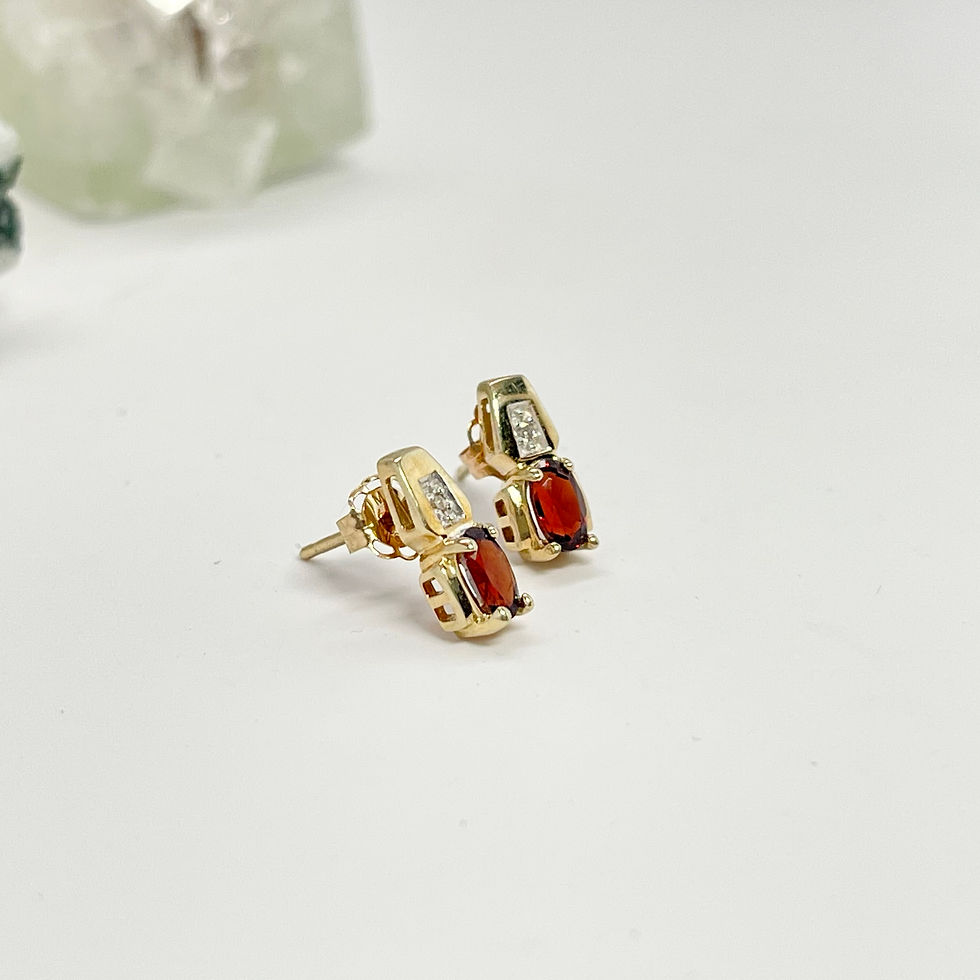Thumbnail: 10kt Garnet & Diamond Gold posts