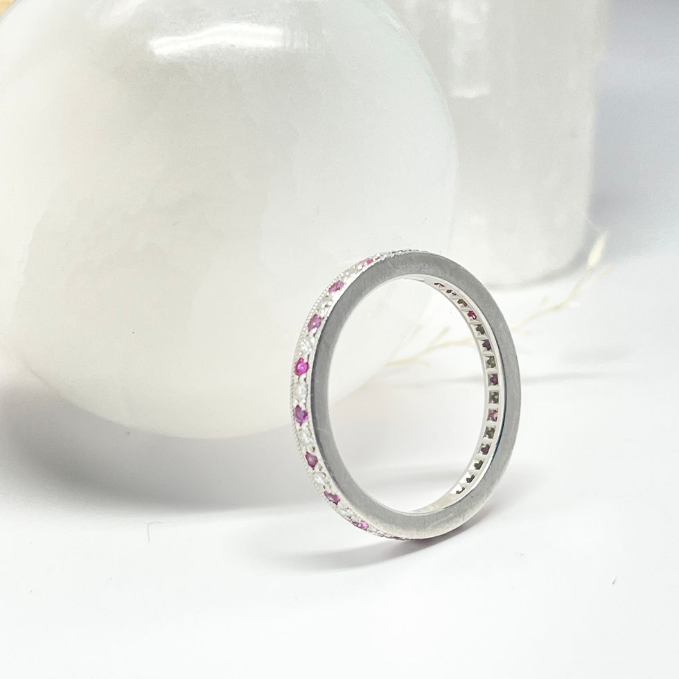 Thumbnail: Tiffany & Co 950 Platinum Diamond Ruby Eternity Band