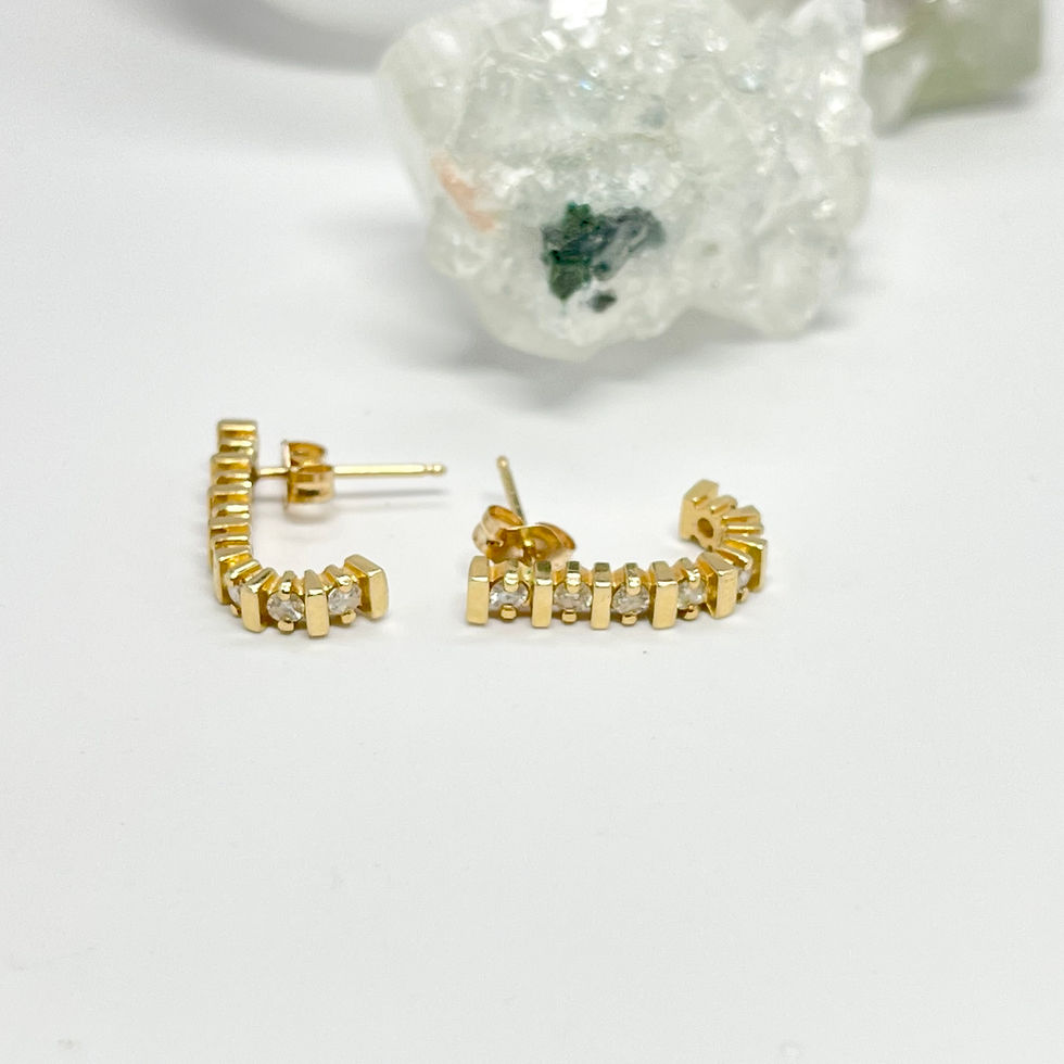 Thumbnail: 14Kt J Shaped Diamond Earring Posts