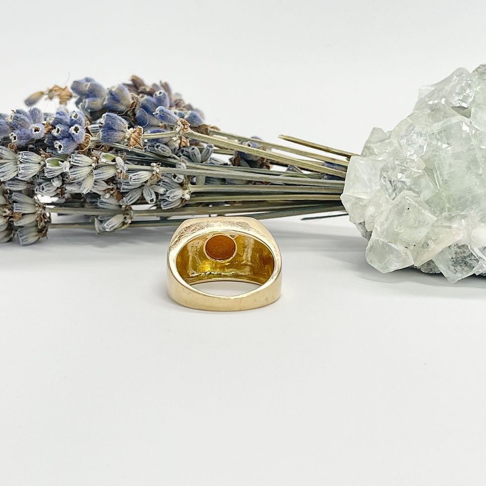 Thumbnail: 9Kt Sunstone Signet Gold Mens Ring