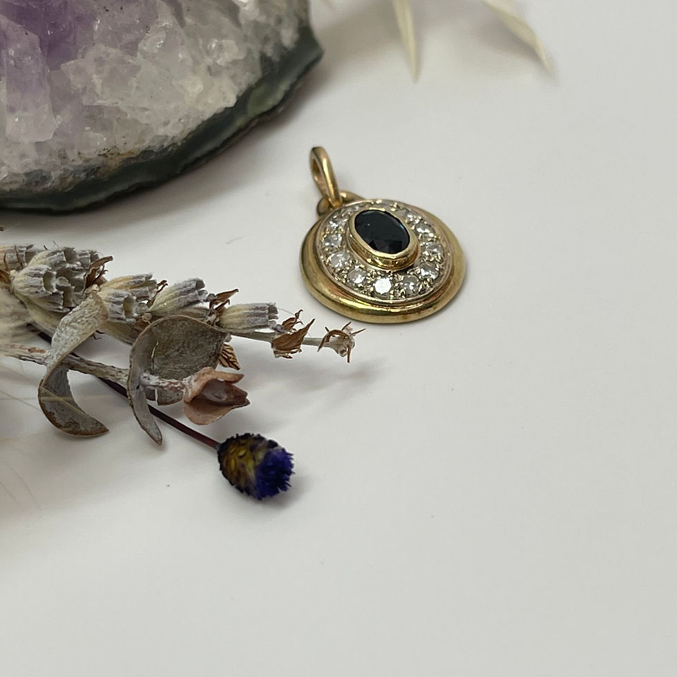 Thumbnail: 14K Yellow Gold Sapphire & Diamond Pendant