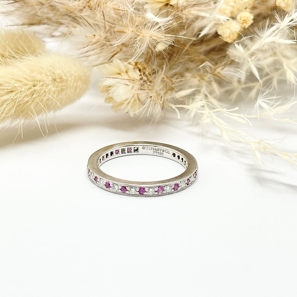Thumbnail: Tiffany & Co 950 Platinum Diamond Ruby Eternity Band